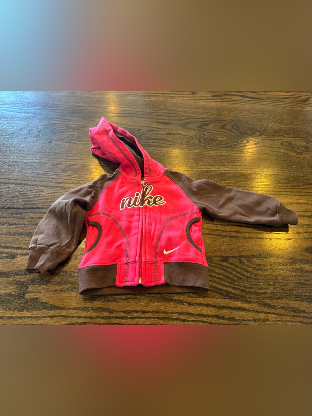 Nike Bright Pink and Black Hooded Zip Jacket